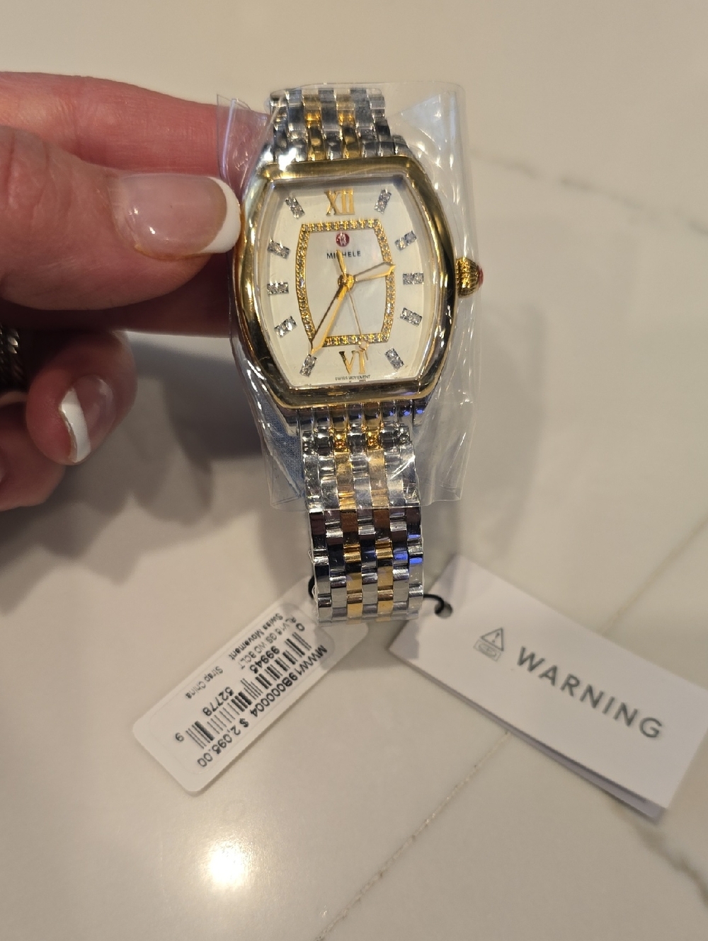 NEW MICHELE RELEVE MOP DIAMOND DIAL GOLD TWO TONE WATCH MWW19B000004 NEW In BOX - Picture 11 of 11